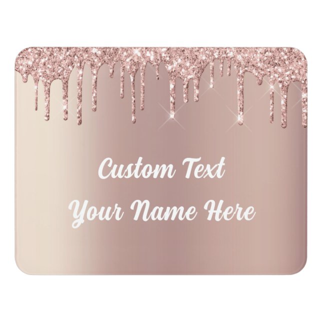 Rose GoldCustom Text Your Name Door Sign (Contemporary Front)
