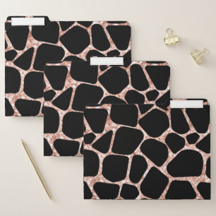 Rose Golden Glitter Black Spots Safari Cheetah File Folder