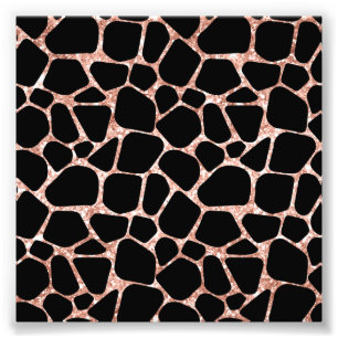 Rose Golden Glitter Black Spots Safari Cheetah Photo Print