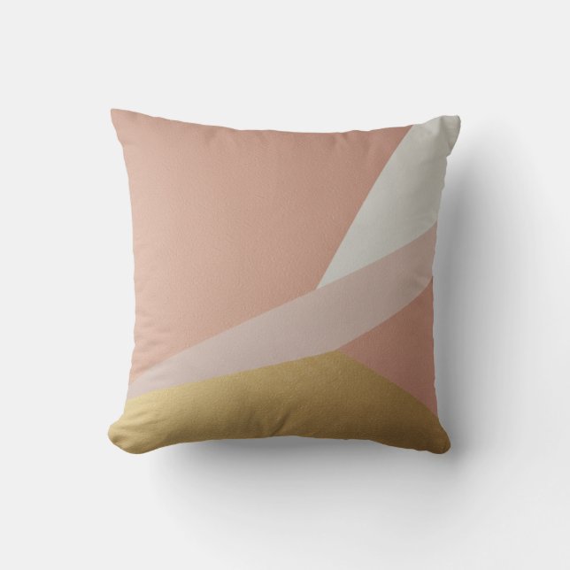 Rose Golden Hour Geometry Throw Pillow (Front)