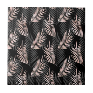Rose Golden Palm Leaf Natural Tropical Caribbean Ceramic Tile