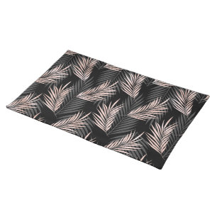 Rose Golden Palm Leaf Natural Tropical Caribbean Cloth Placemat