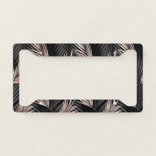 Rose Golden Palm Leaf Natural Tropical Caribbean License Plate Frame