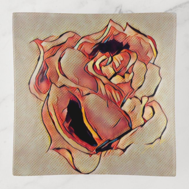 Rose Golden Square Trinket Tray (Front)