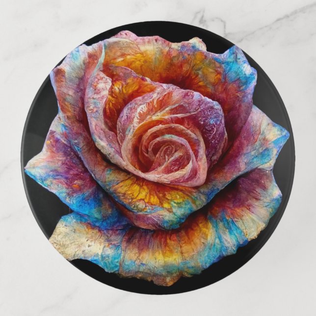 Rose Goth Rainbow Watercolor Trinket Tray (Front)
