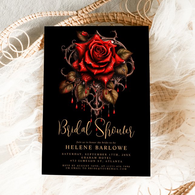 Rose Gothic Floral Moody Bridal Shower Invitation (Rose Gothic Floral Moody Bridal Shower Invitation)