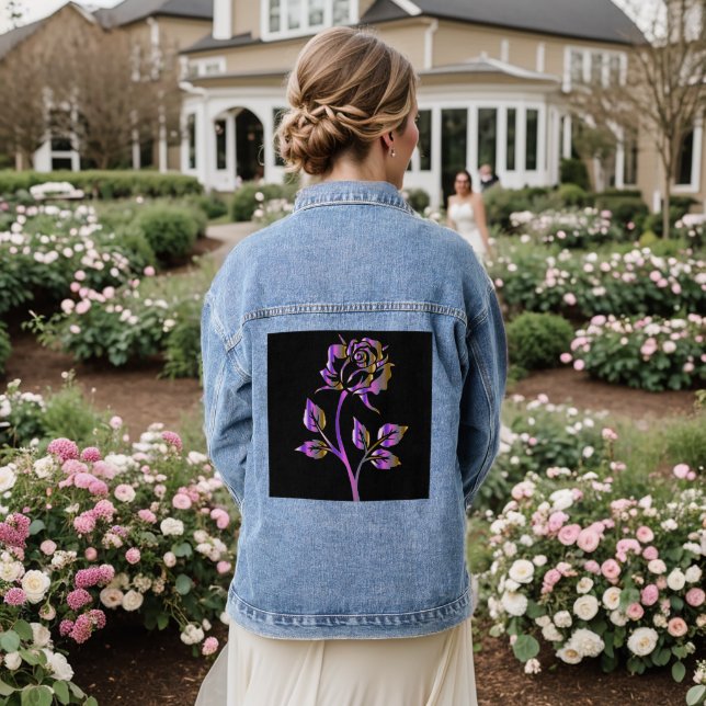 ROSE GOTHIC PINK Denim Jean Jacket (Wedding Back)