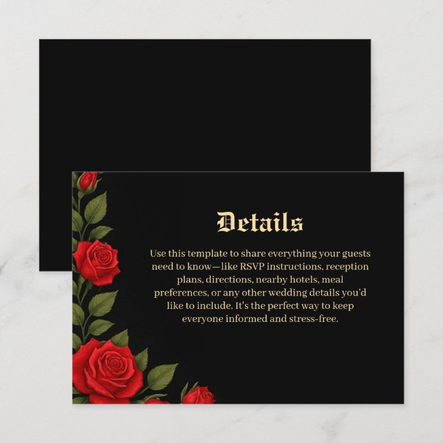 Rose Gothic Wedding Details Enclosure Card (Front/Back)
