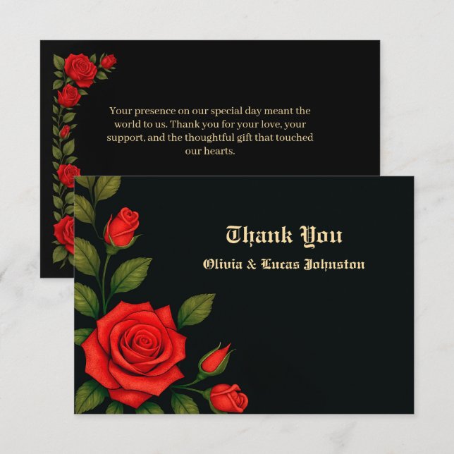 Rose Gothic Wedding Flat Thank You Card (Front/Back)