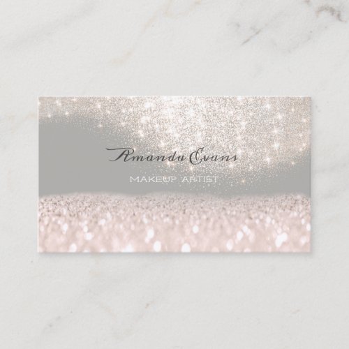 Rose Gray Glitter Makeup Artist Event Planner Appointment Card