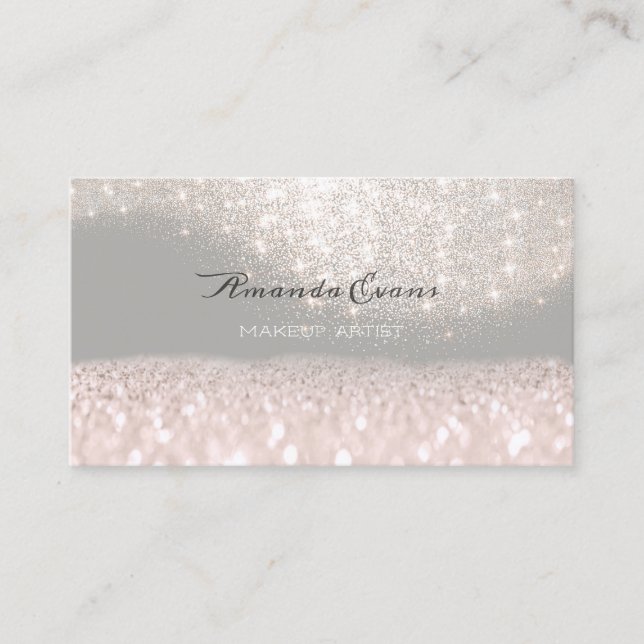 Rose Gray Glitter Makeup Artist Event Planner Appointment Card (Front)