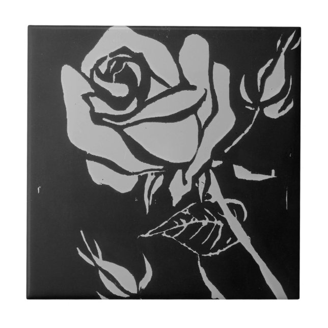 "Rose Gray" Kitchen Garden Ceramic Tile (Front)