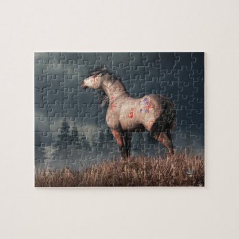 Rose Gray War Horse Jigsaw Puzzle by ArtOfDanielEskridge at Zazzle