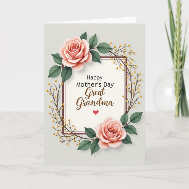 Rose Great Grandma Mothers Day Card (Front)