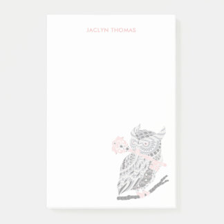 Rose Great Horned Owl Personalized Post-it Notes