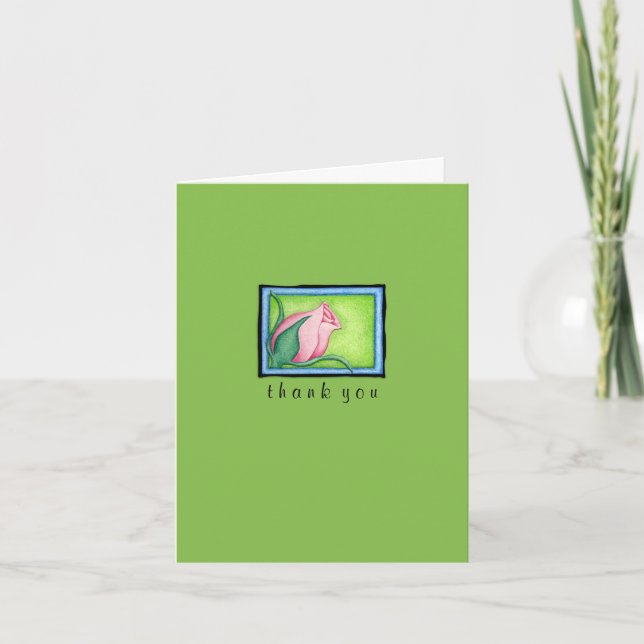 Rose green Thank You Note Card (Front)
