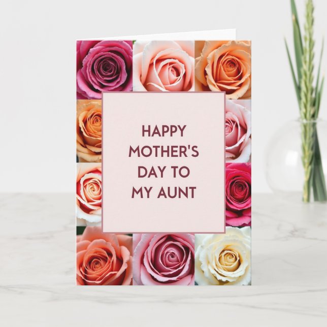 Rose Grid Aunts Day Wish Card (Front)