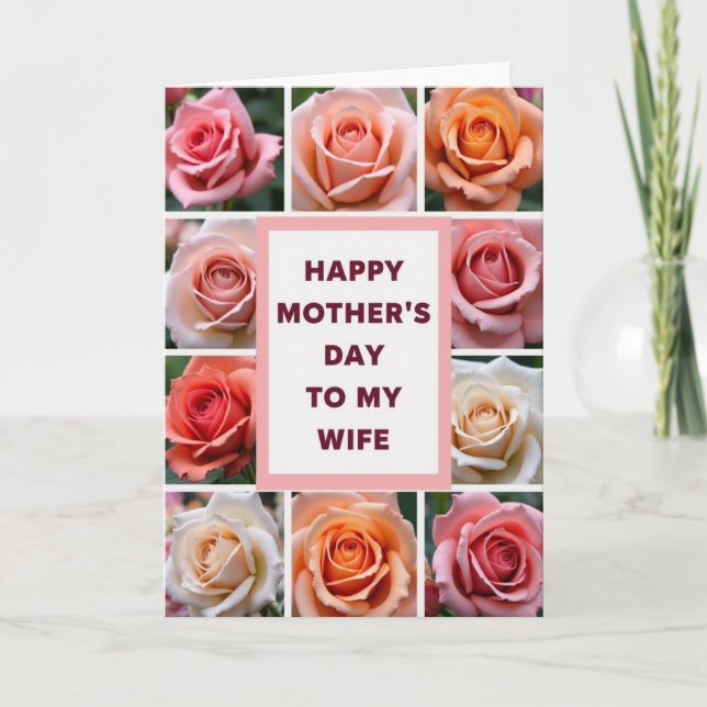 Rose Grid Mothers Day Wife Card (Front)