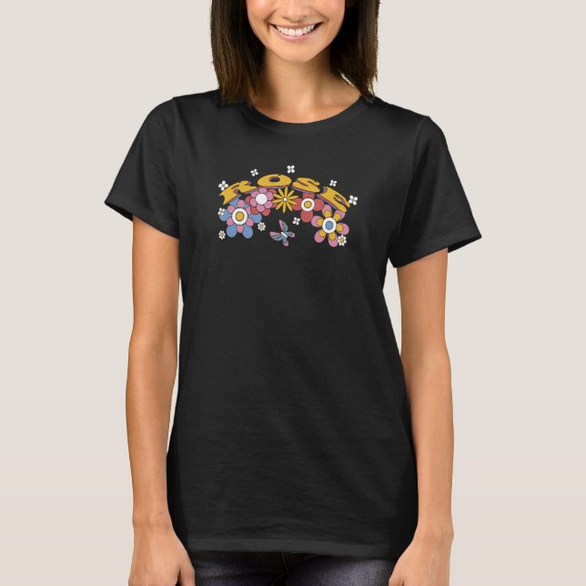 Rose Groovy Flower Tie Dye  Rose Hippie Flower T-Shirt (Front)
