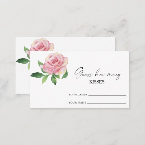 Rose _ guess how many kisses bridal game enclosure card