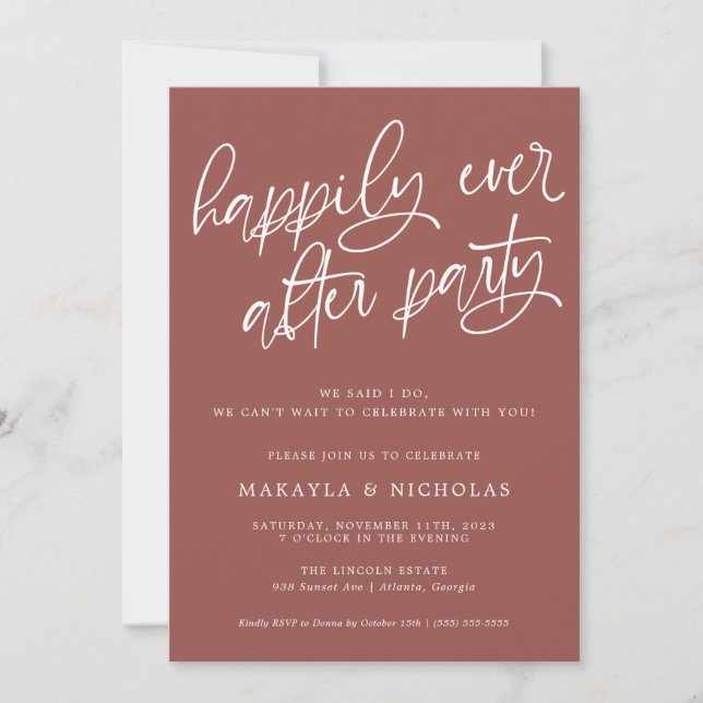 Rose Happily Ever After Party Wedding Reception Invitation (Front)