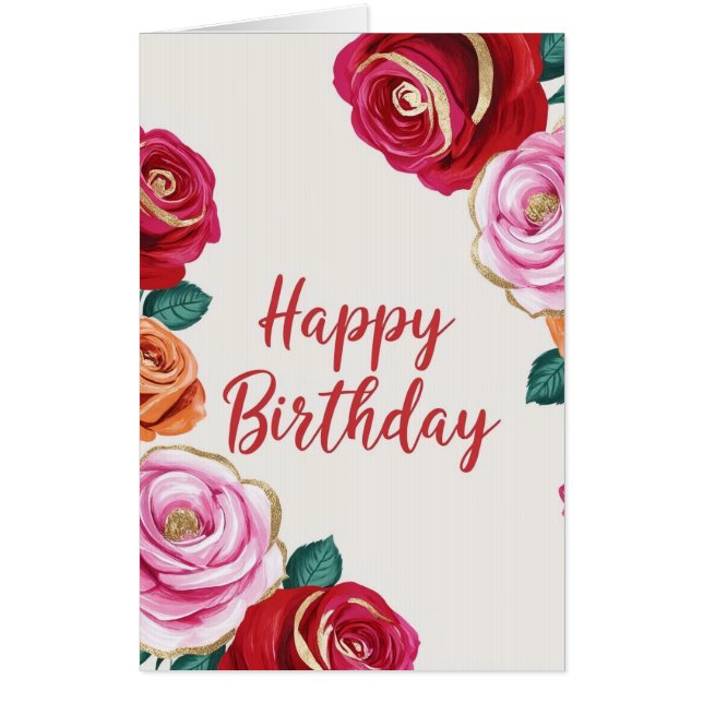 Rose Happy Birthday Cards (Front)