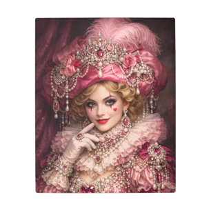 Rose Harlequin Luxury Portrait Metal Wall Art