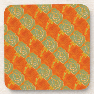 "Rose Heart #4 Tiled Pattern" Floral Coaster Set