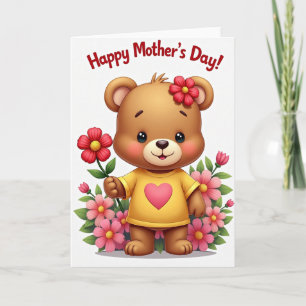 Rose Heart Bear Mothers Day Card