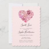 Rose Heart Floral Pink Bridal Shower Invitation (Front)