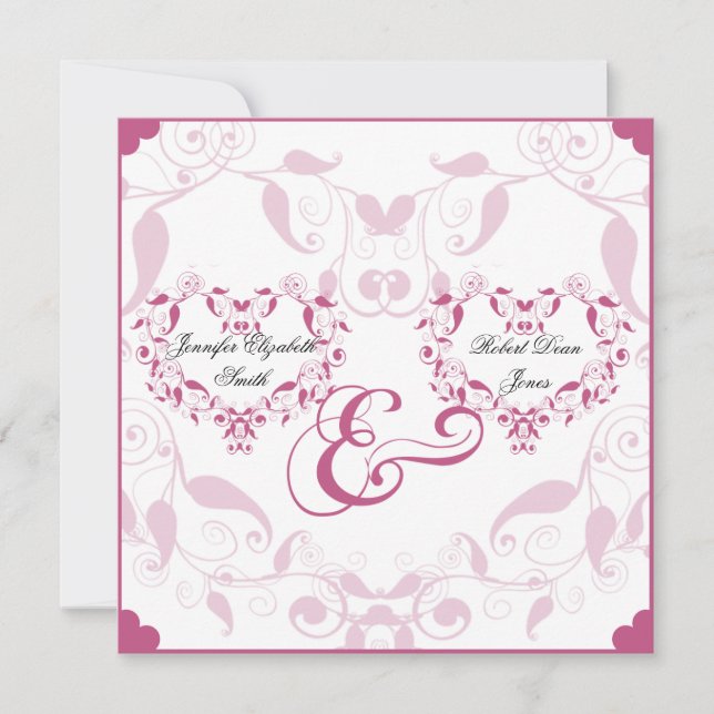 Rose Heart Floral Wedding Invitation (Front)