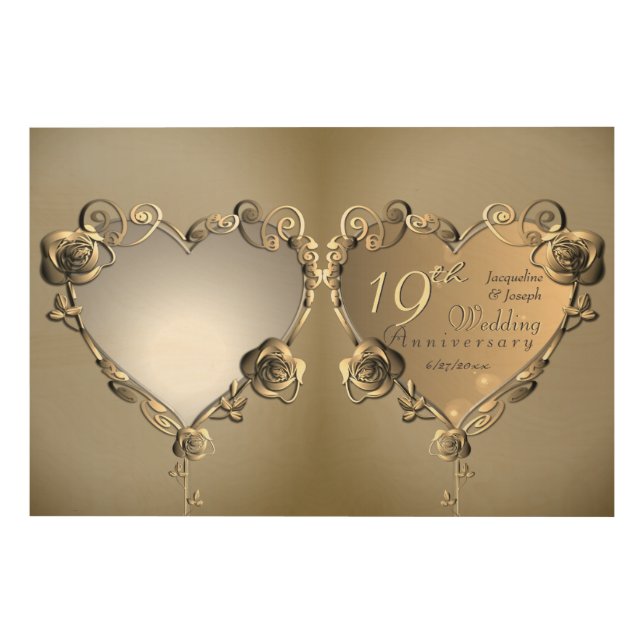 Rose Heart Frame Wedding Anniversary 1 Photo Wood Wall Art (Front)
