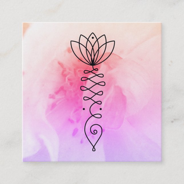 *~* Rose Heart  Lotus Nirvana Yoga Massage  Reiki Square Business Card (Front)