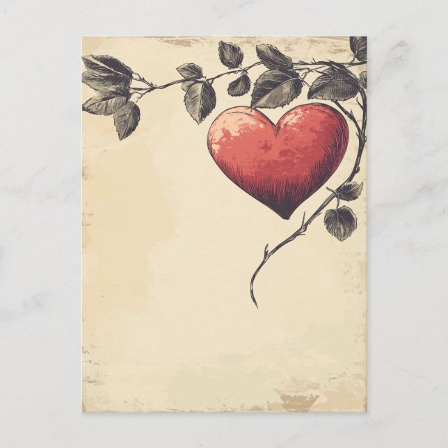 Rose Heart Vintage Valentine's Day love letter Postcard (Front)