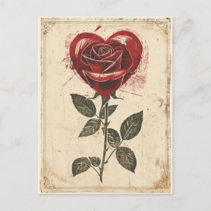 Rose heart Vintage Valentine's day Postcard