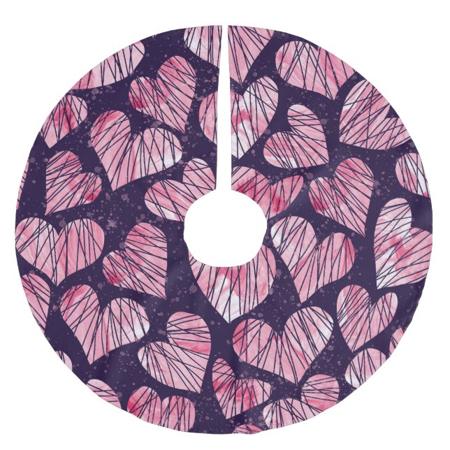 Rose heart: watercolor seamless pattern. brushed polyester tree skirt (Front)