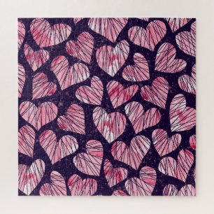 Rose heart: watercolor seamless pattern. jigsaw puzzle