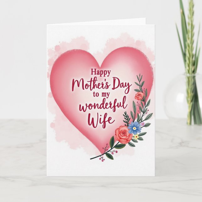 Rose Heart Wonderful Wife Card (Front)