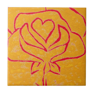 "Rose Heart Yellow 2" Kitchen Garden Ceramic Tile