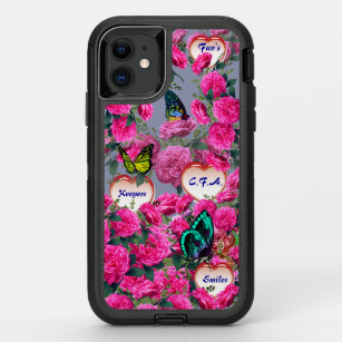 Rose Hearts Cool Grey OtterBox Defender iPhone 11 Case
