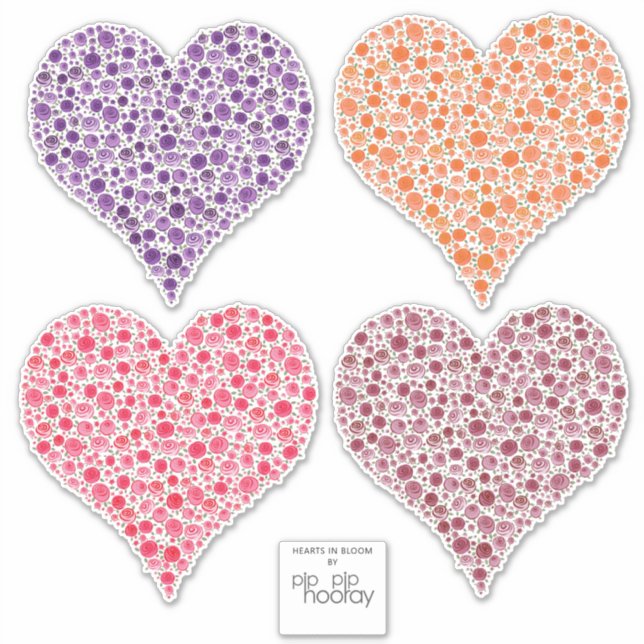 Rose Hearts in Full Bloom Vinyl Car Waterproof Sticker (Front)