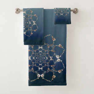 Rose Hearts on Blue Gradient Towel