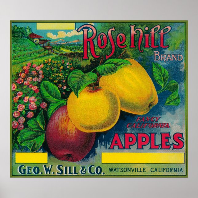 Rose Hill Apple Crate LabelWatsonville, CA Poster (Front)