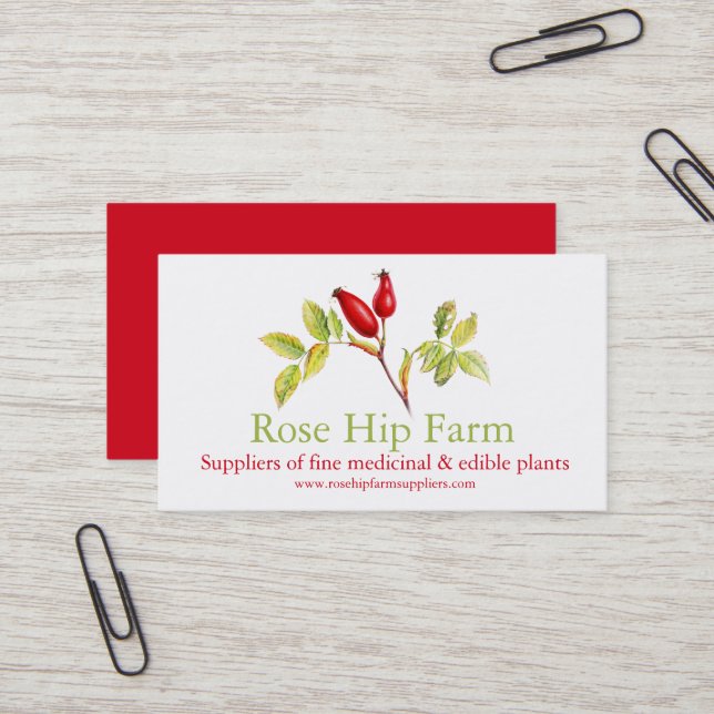 Rose hip herbal farm suppliers business card (Front/Back In Situ)