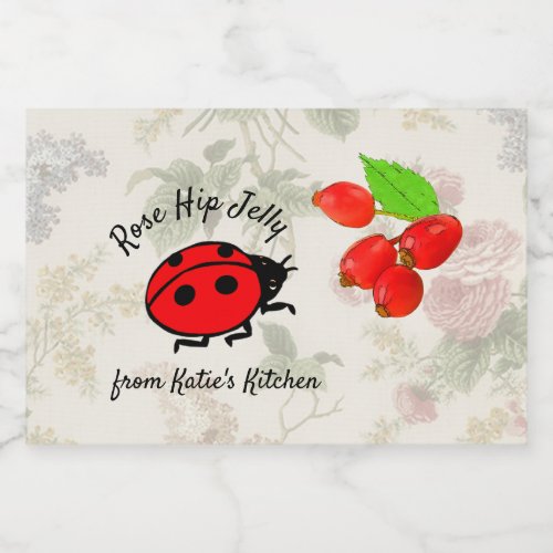 Rose Hip Jelly with Personalized Ladybug Food Label