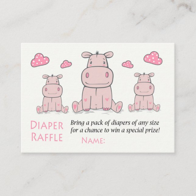 Rose Hippo Diaper Raffle Tickets (Front)