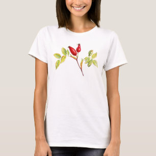 Rose hips botanical fine art fall autumnal t-shirt