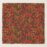 Rose hips, brown and red scarf<br><div class="desc">Hand-drawn pattern design with dog rose hips</div>