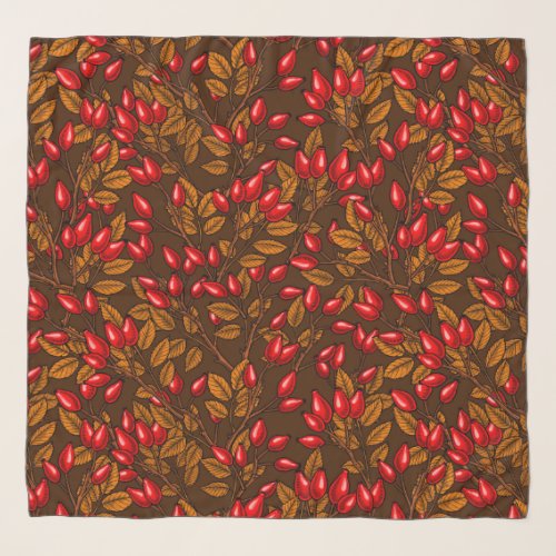 Rose hips brown and red scarf