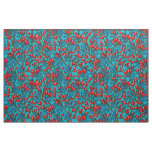 Rose hips, red and blue fabric